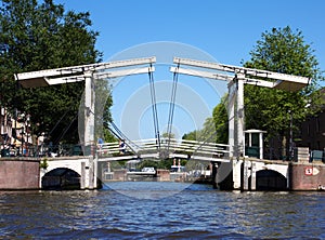 Typical Dutch bascule Bridge in Amsterdam