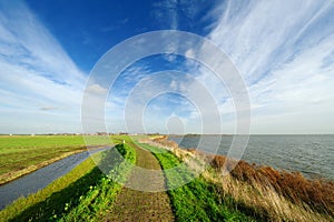 Typical Dutch country landscape in Marken photo