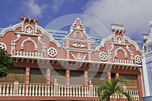 Typical dutch design architecture . Center square in Oranjestad Aruba Caribbean photo