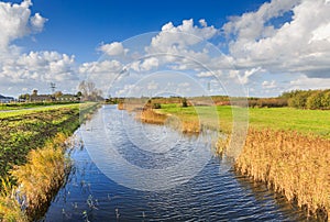 Typical Dutch flat polder landscape