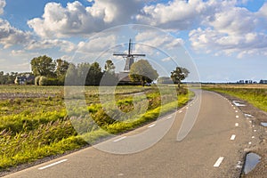 Typical dutch landscape windmill