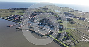 Typical dutch touristic attraction old historic picturesque fishing village on the penisula of Marken, The Netherlands