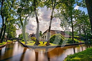 Typical dutch village of Giethoorn in Netherlands