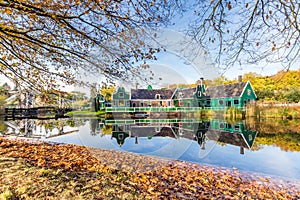 Typical Dutch village landscape