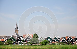 Typical Dutch village Marken with wooden houses, Netherlands