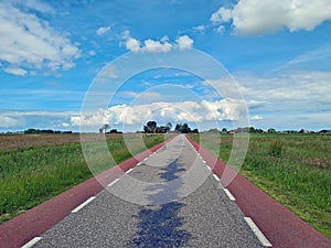 Typical dutch wide open landscape in the Netherlands