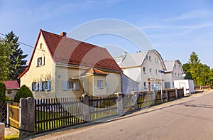 Typical elderly house in housing area in a suburban street of Munich, Germany