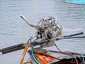 The typical engine of a Thai longtail boat