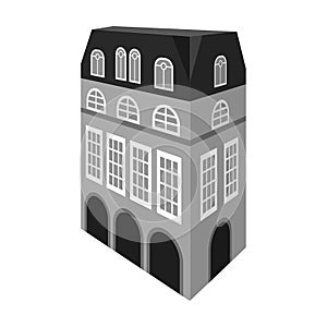 Typical English house. Architecture of the house single icon in monochrome style vector symbol stock illustration web.
