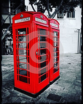 Typical english phone cabin in PeÃÂ±on del Gibraltar. photo