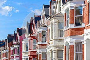 Typical English terraced houses in West Hampstead, London