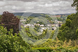 Typical English village with granite viaduct.