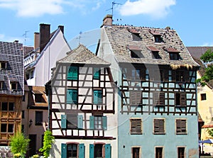 Typical fachwerk houses at Strasbourg, Alsace, France