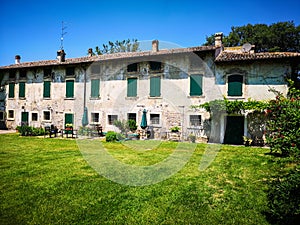 Typical farm house in the green countryside of the hills of Veneto, Italy