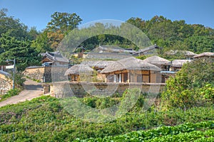 Typical farm houses at yangdong folk village in Republic fo Korea