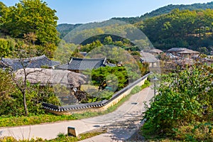 Typical farm houses at yangdong folk village in Republic fo Korea