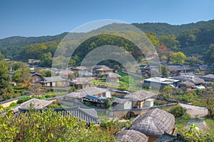 Typical farm houses at yangdong folk village in Republic fo Korea