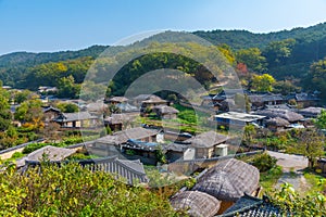 Typical farm houses at yangdong folk village in Republic fo Korea