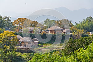 Typical farm houses at yangdong folk village in Republic fo Korea