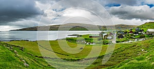 Typical Faroe Islans village gigapan panorama photo