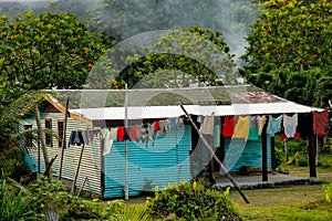 Typical fijian house in Lavena village on Taveuni Island, Fiji