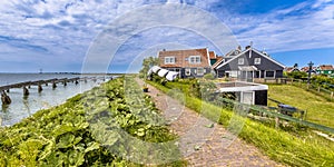 Typical fishing village houses in Rozewerf on Marken island with