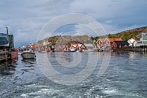 A typical fishing village on the Swedish Atlantic coast. Picture from Hamburgsund, Vastra Gotaland county, Sweden photo