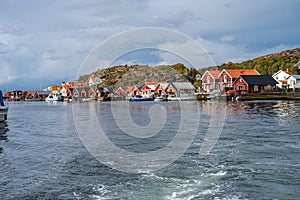 A typical fishing village on the Swedish Atlantic coast. Picture from Hamburgsund, Vastra Gotaland county, Sweden photo