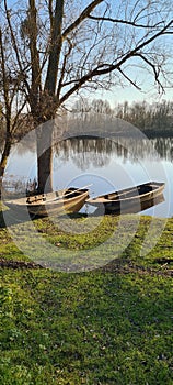 Typical flat bottomed French river boats