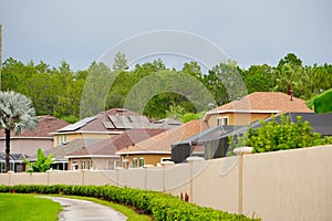 A typical Florida community, wall and road