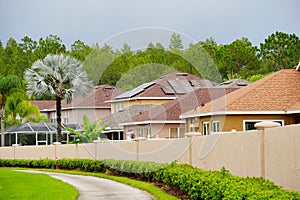 A typical Florida community, wall and road