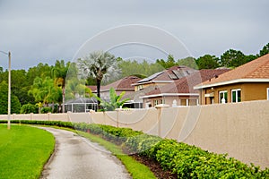A typical Florida community, wall and road