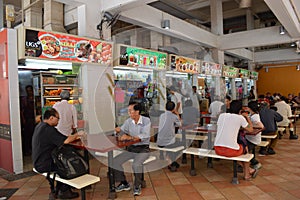 Typical food court, Tekka Market in Little India Singapore