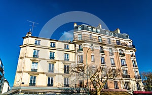Typical french buildings in Vincennes town near Paris photo