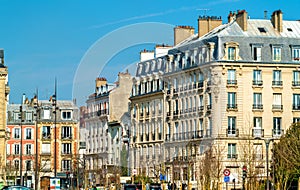 Typical french buildings in Vincennes town near Paris photo