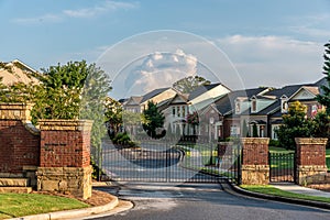 Typical fresh new gated community entrance in United States southern states photo
