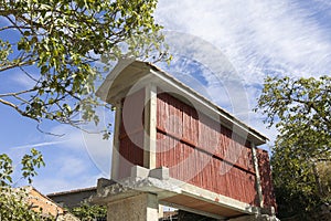 Typical Galician hÃÂ³rreo, construction for agricultural use intended to dry cereals photo