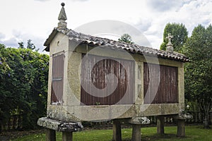 Typical Galician hÃÂ³rreo, construction for agricultural use intended to dry cereals photo