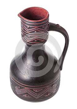 Typical georgian ceramic ewer isolated on white