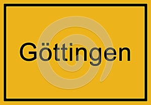 Typical german yellow city sign GÃ¶ttingen