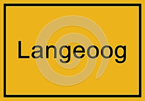Typical german yellow city sign Langeoog