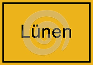 Typical german yellow city sign LÃ¼nen