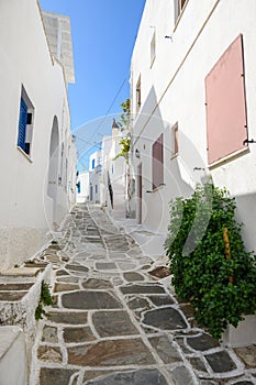 Typical Greek architecture in Lefkes village on Paros Island, Cyclades, Greece