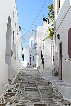 Typical Greek architecture in Lefkes village on Paros Island, Cyclades, Greece