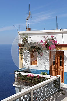 Typical greek house on a cliff