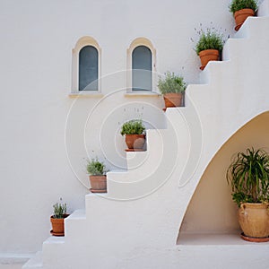 Typical greek house detail with plants