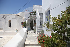 Typical greek island street in Tinos, Greece