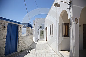 Typical greek island street in Tinos, Greece