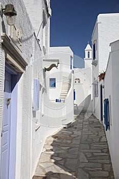 Typical greek island street in Tinos, Greece