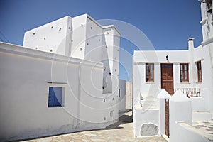 Typical greek island street in Tinos, Greece